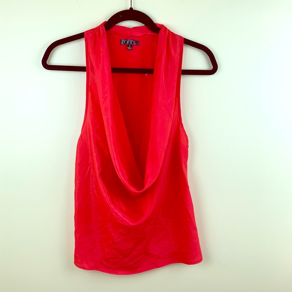 Deep scoop flowy sleeveless blouse